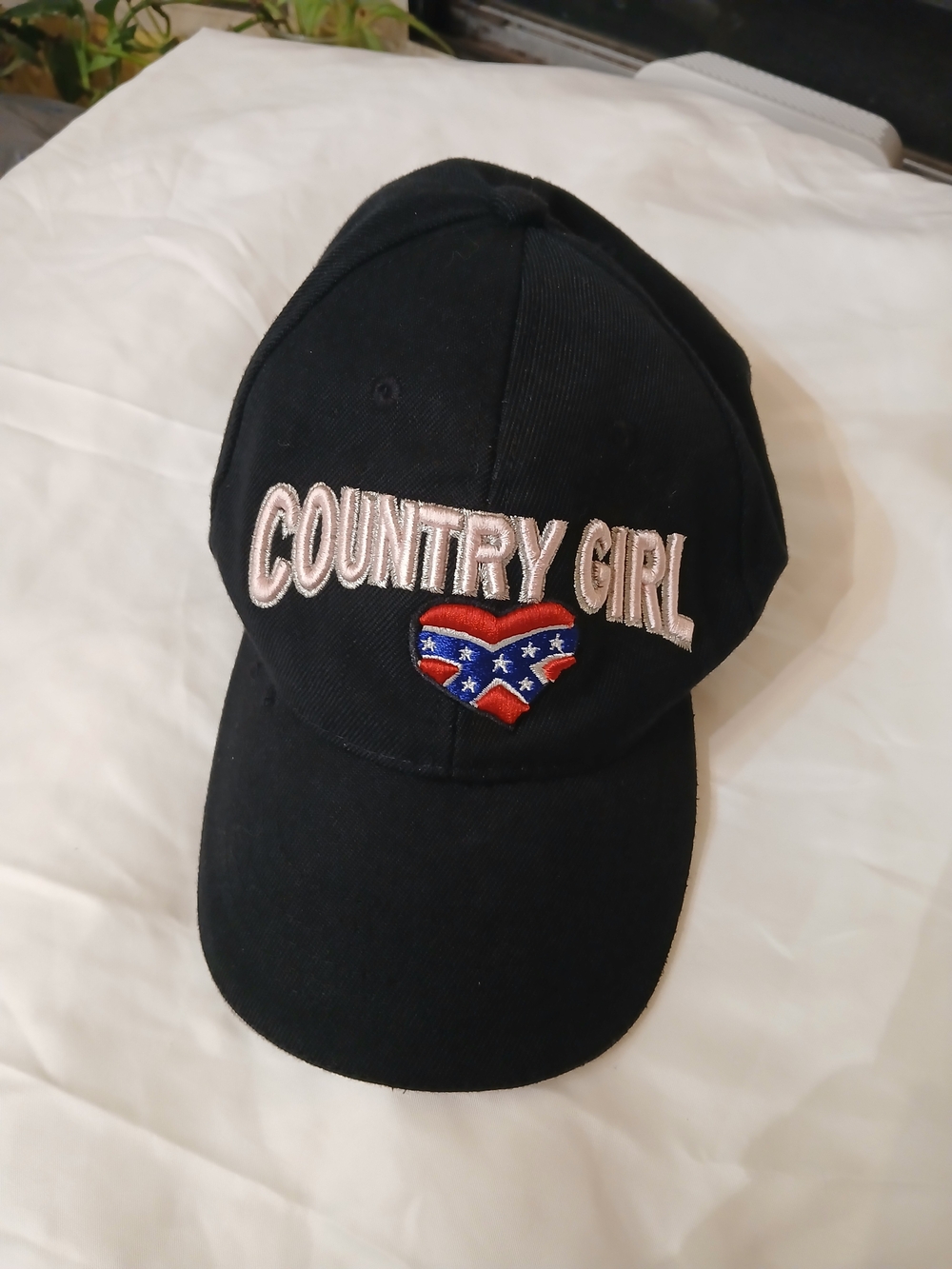 COUNTRY GIRL Black Embroidered Baseball Cap